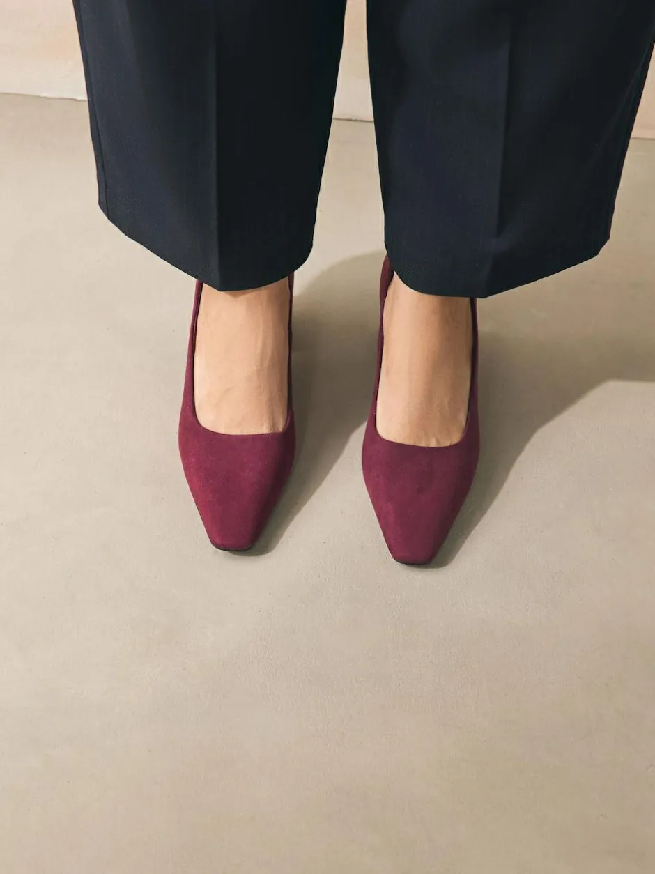 Next Standard/Wide Fit Standard Chisel Toe Block Courts Burgundy Red Discount