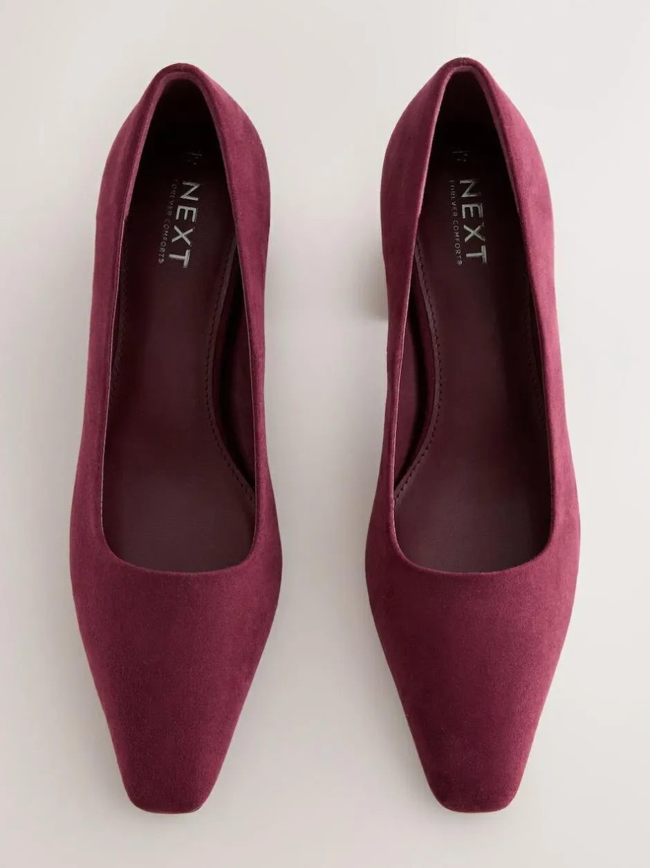 Next Standard/Wide Fit Standard Chisel Toe Block Courts Burgundy Red Discount