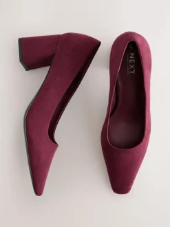 Next Standard/Wide Fit Standard Chisel Toe Block Courts Burgundy Red Discount