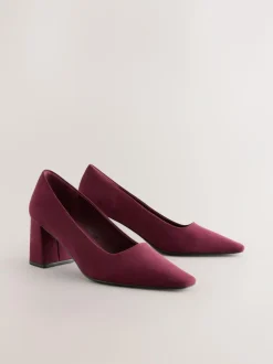 Next Standard/Wide Fit Standard Chisel Toe Block Courts Burgundy Red Discount