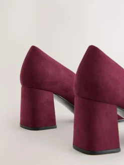 Next Standard/Wide Fit Standard Chisel Toe Block Courts Burgundy Red Discount