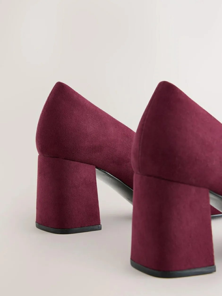 Next Standard/Wide Fit Standard Chisel Toe Block Courts Burgundy Red Discount