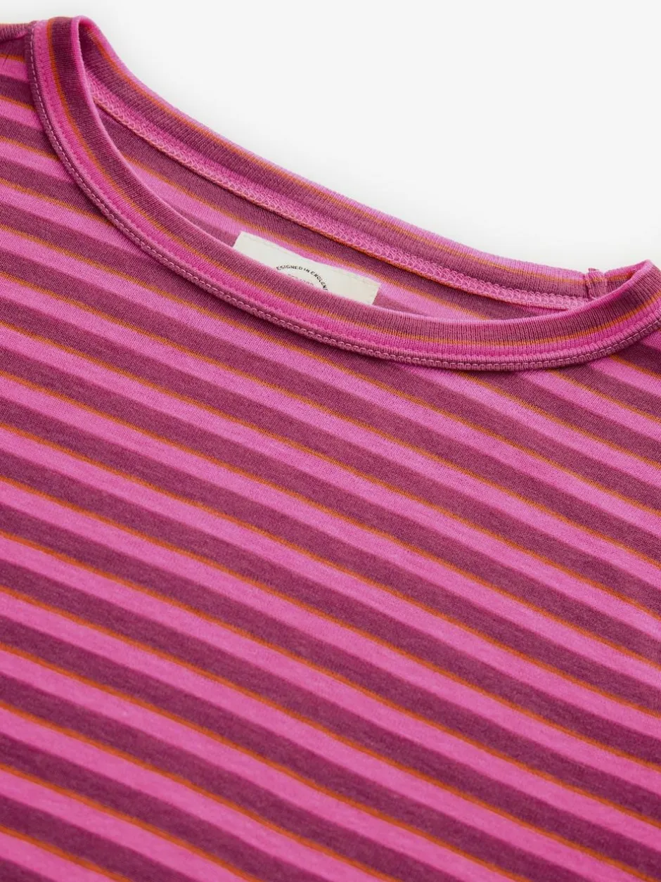 Next Burgundy Red Stripe Long Sleeve Crew Neck T-Shirt