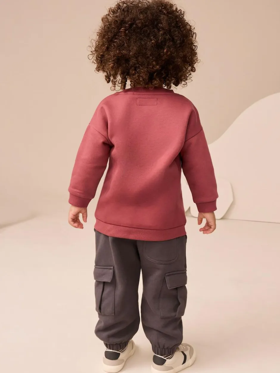 Next Sweatshirt and Utility Joggers Set (3mths-7yrs) Burgundy Red Outlet