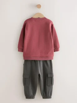Next Sweatshirt and Utility Joggers Set (3mths-7yrs) Burgundy Red Outlet