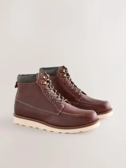 Next Tall Apron Wedge Boots Burgundy Red Outlet