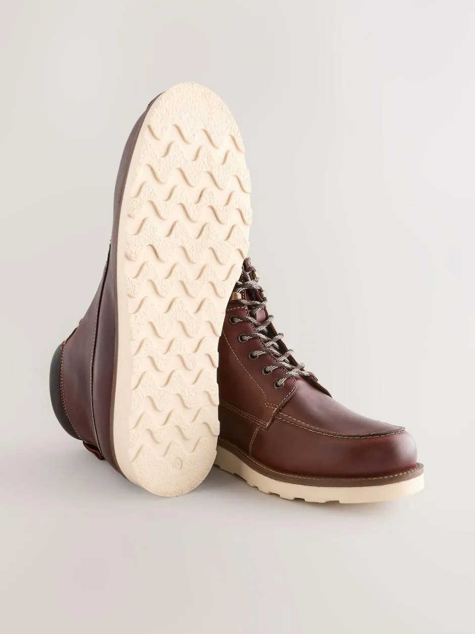 Next Tall Apron Wedge Boots Burgundy Red Outlet