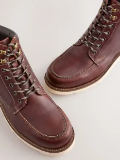 Next Tall Apron Wedge Boots Burgundy Red Outlet