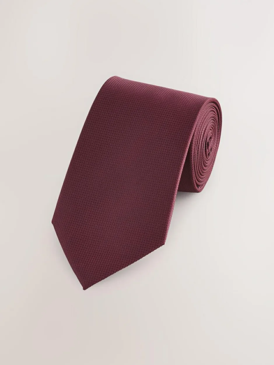 Next Textured Tie Burgundy Red Hot