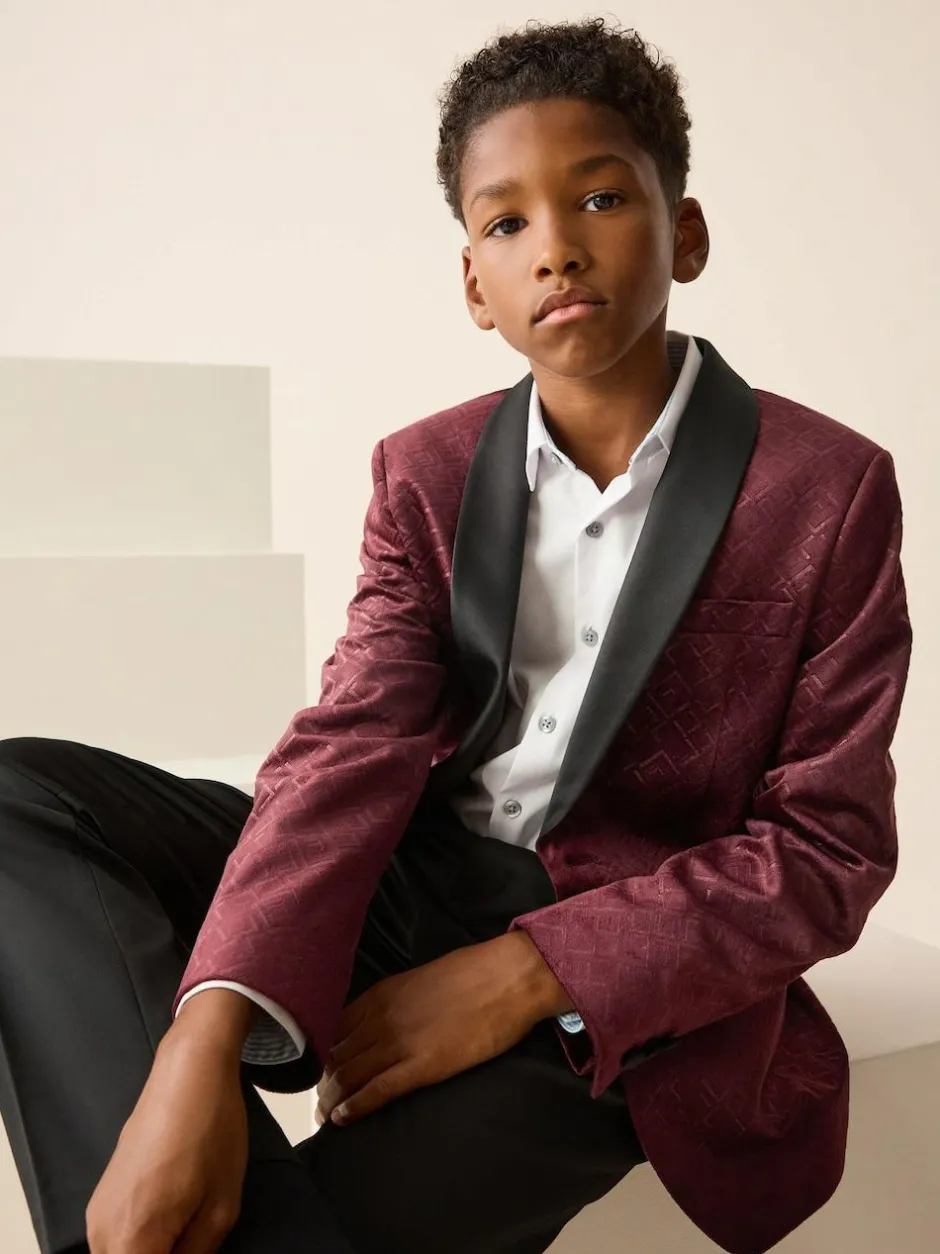 Next Textured Velvet Blazer (3-16yrs) Burgundy Red Hot
