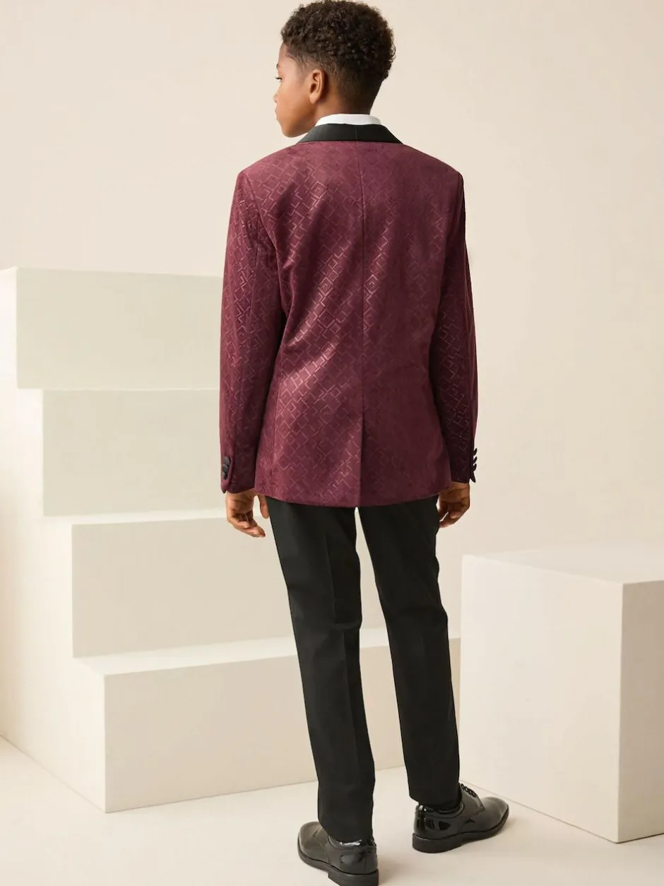 Next Textured Velvet Blazer (3-16yrs) Burgundy Red Hot
