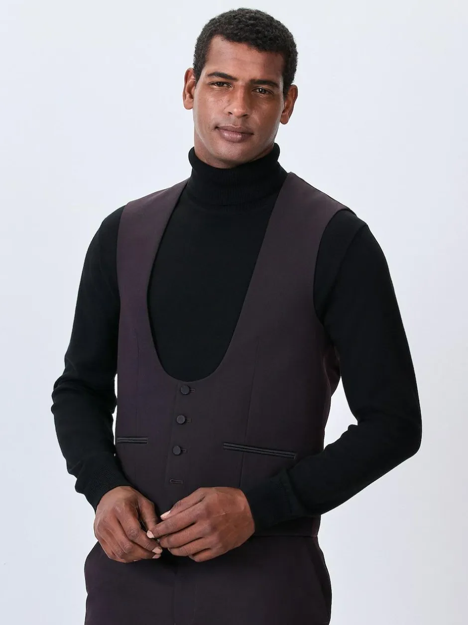 Next Burgundy Red Tuxedo Suit Waistcoat