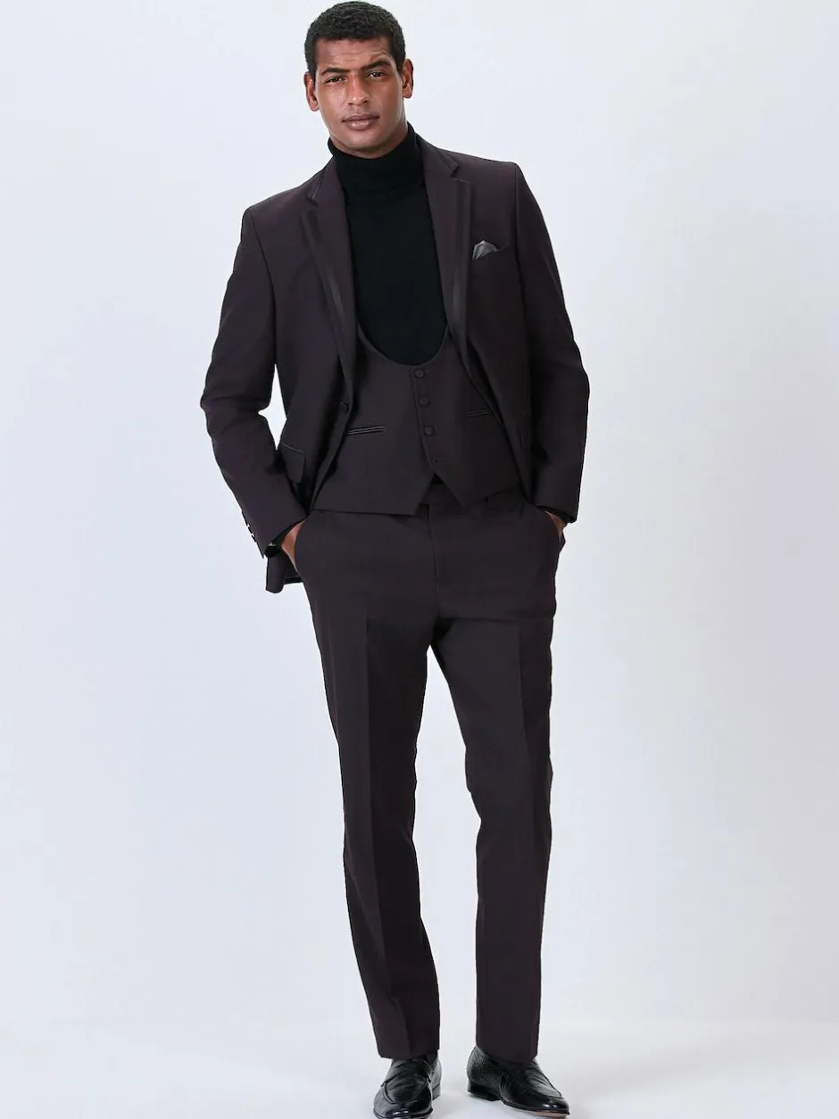 Next Burgundy Red Tuxedo Suit Waistcoat