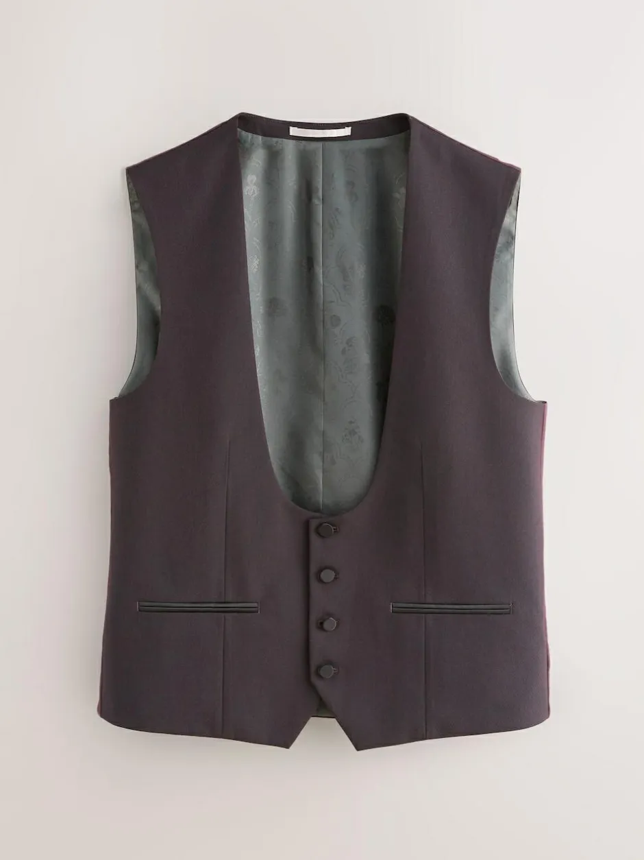 Next Burgundy Red Tuxedo Suit Waistcoat