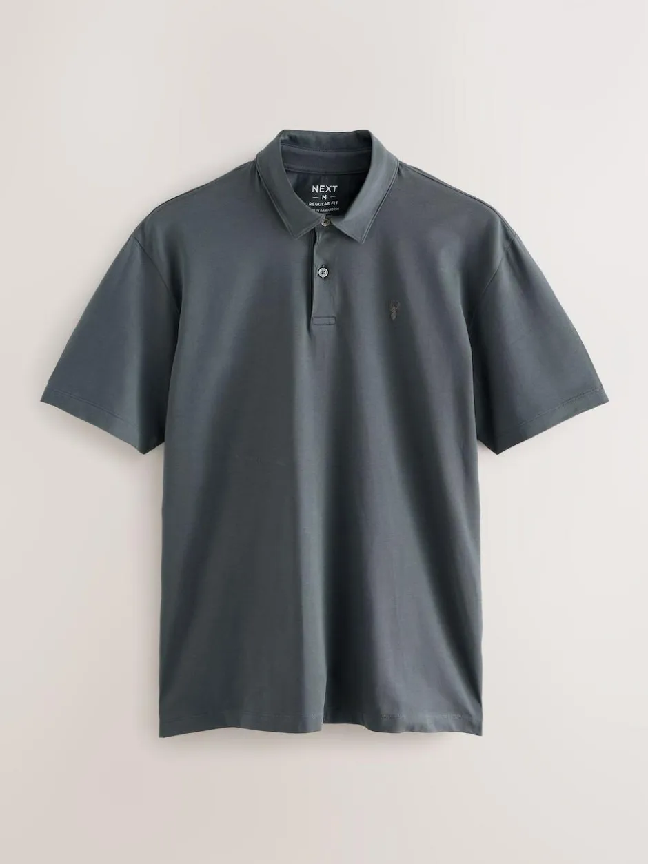 Next Burgundy Red/Charcoal Grey/Ecru Cream Regular Fit Short Sleeve Jersey Polo Shirts 3 Pack Sale