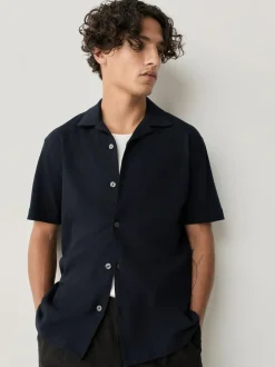 Next Short Sleeve Pique Shirts 3 Pack Burgundy Red/Navy Blue/Olive Green Sale