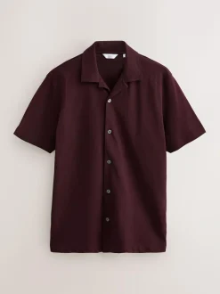 Next Short Sleeve Pique Shirts 3 Pack Burgundy Red/Navy Blue/Olive Green Sale