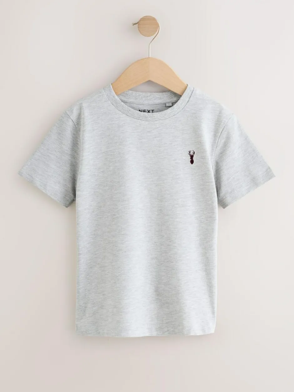 Next Burgundy Red/White Short Sleeve Stag Embroidered T-Shirts 4 Pack (3-16yrs) Sale