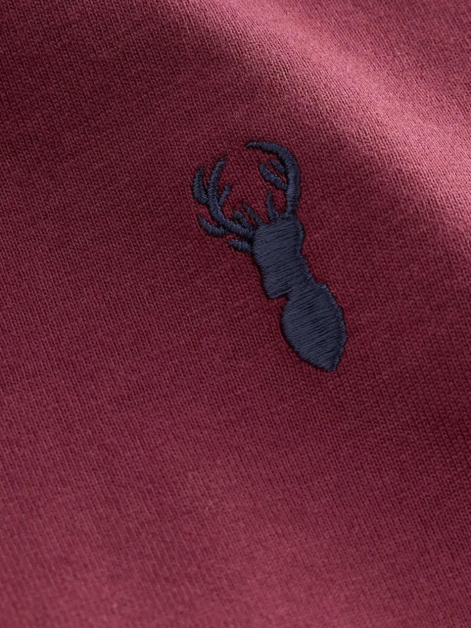 Next Burgundy Red/White Short Sleeve Stag Embroidered T-Shirts 4 Pack (3-16yrs) Sale