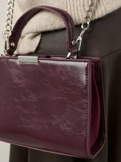Next Top Handle Croc Effect Bag Burgundy Discount