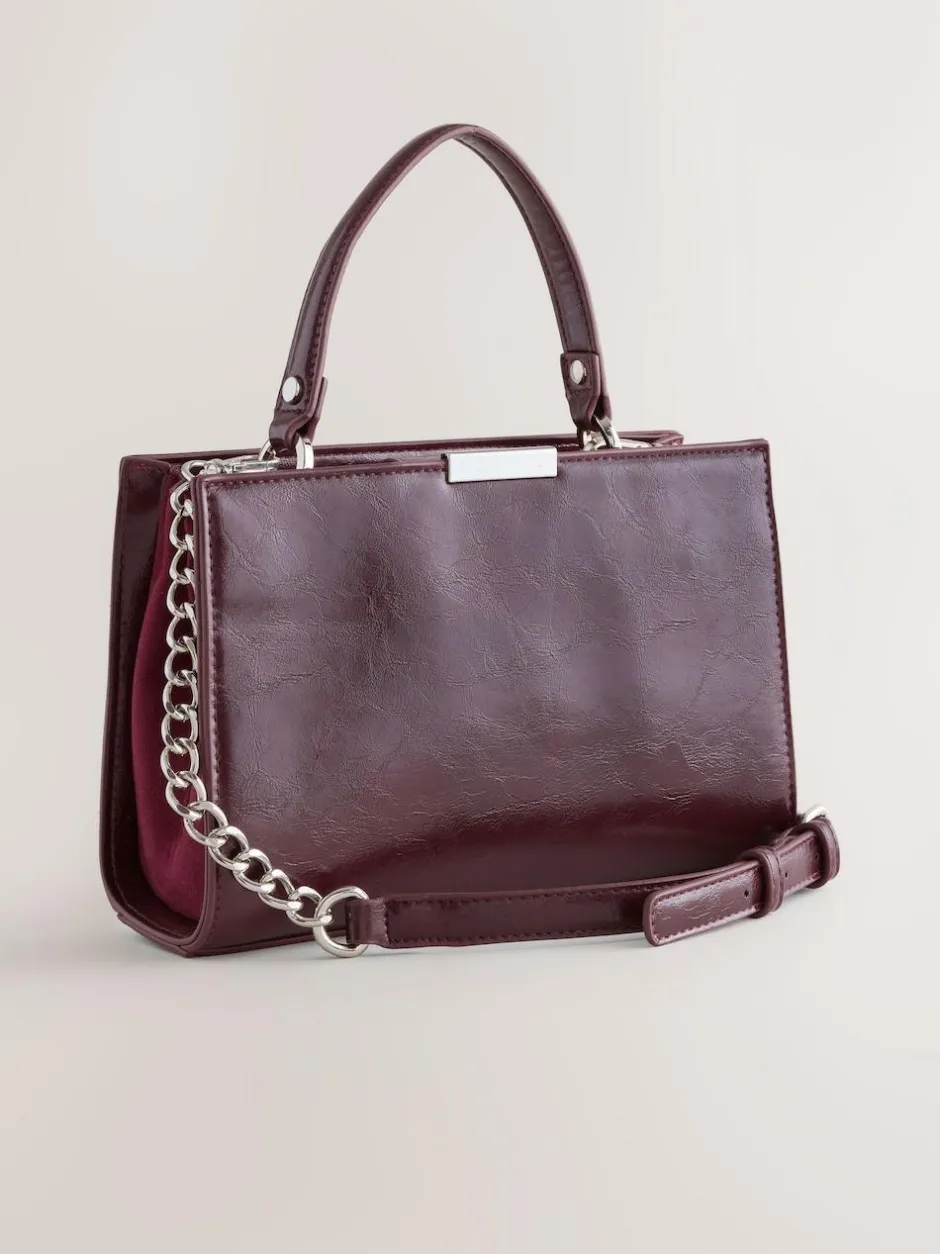 Next Top Handle Croc Effect Bag Burgundy Discount