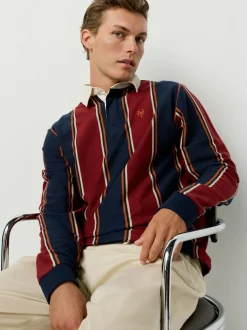 Next Burgundy/Navy Blue Stripe Rugby Shirt Best