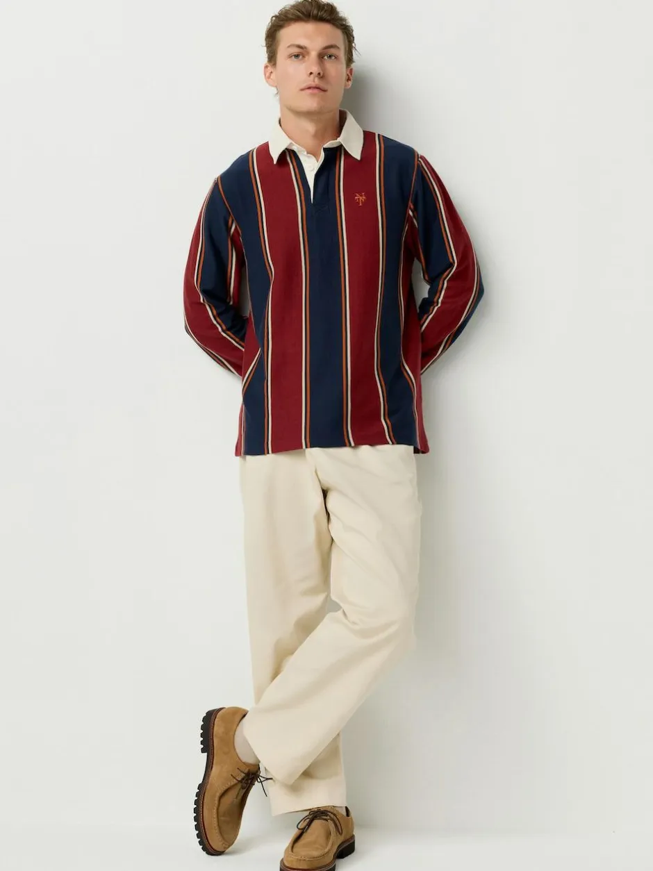 Next Burgundy/Navy Blue Stripe Rugby Shirt Best