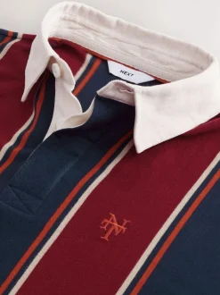 Next Burgundy/Navy Blue Stripe Rugby Shirt Best