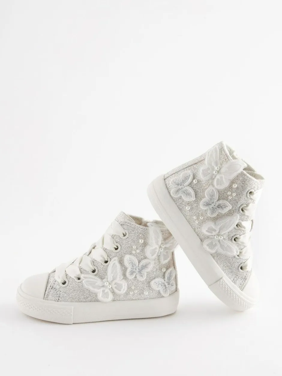 Next High Top Trainers Butterfly Glitter