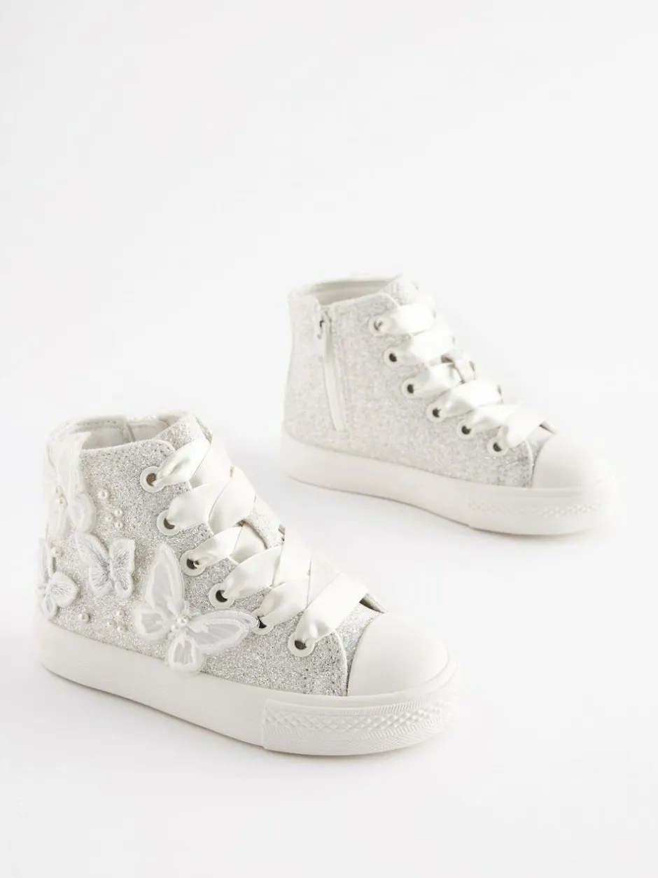 Next High Top Trainers Butterfly Glitter