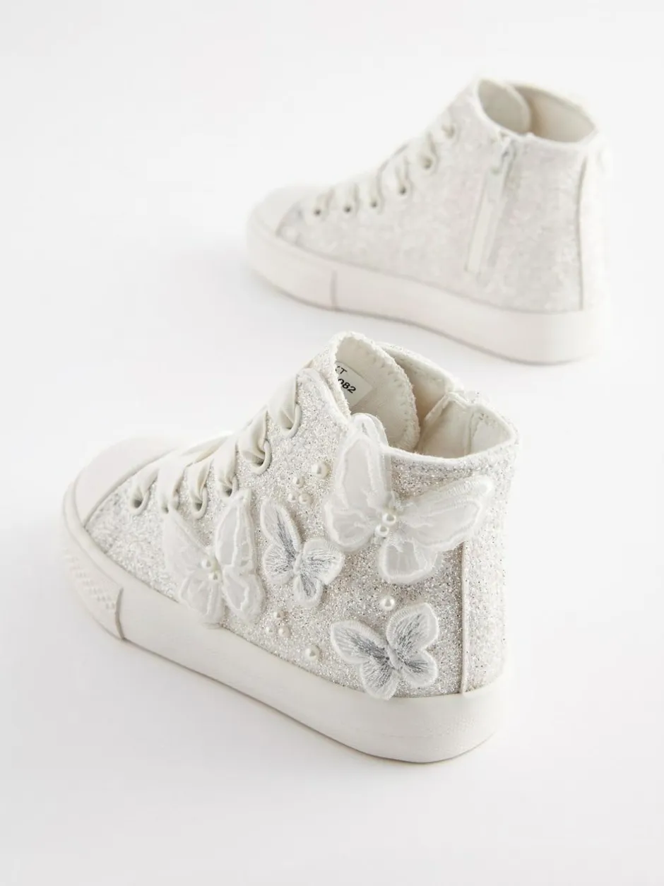 Next High Top Trainers Butterfly Glitter