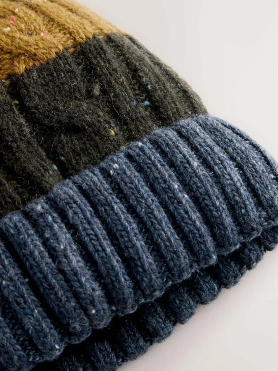 Next Bobble Hat Cable Knit Stripe Best