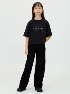 Calvin Klein Black High Rise Wide Leg Jeans Best