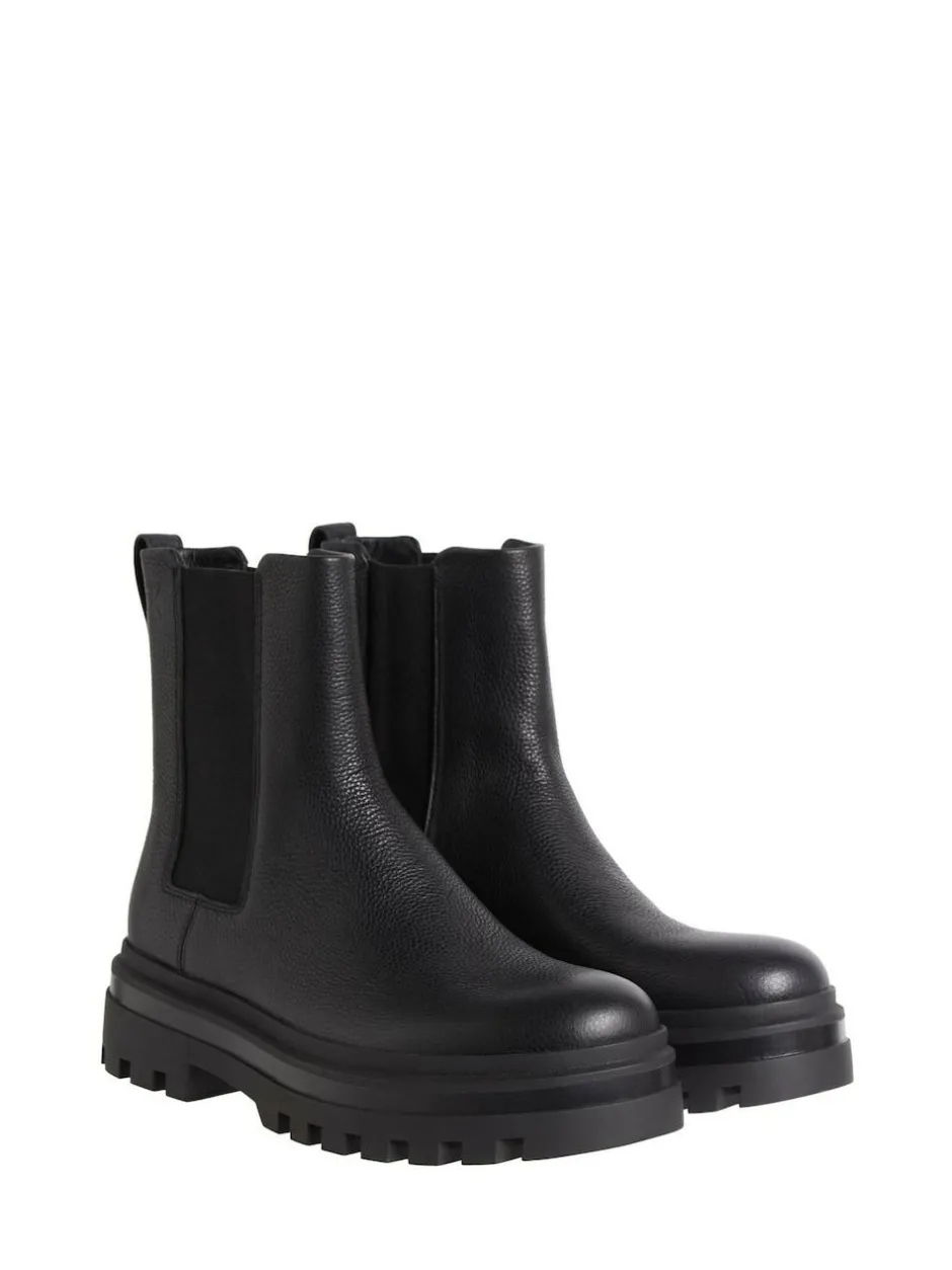 Calvin Klein Black Leather Airfit Lugged Chelsea Boots Best