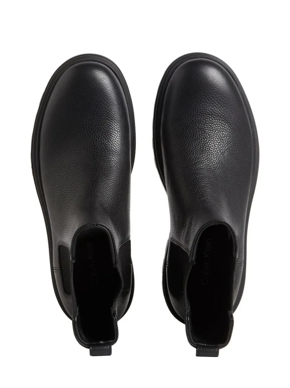Calvin Klein Black Leather Airfit Lugged Chelsea Boots Best