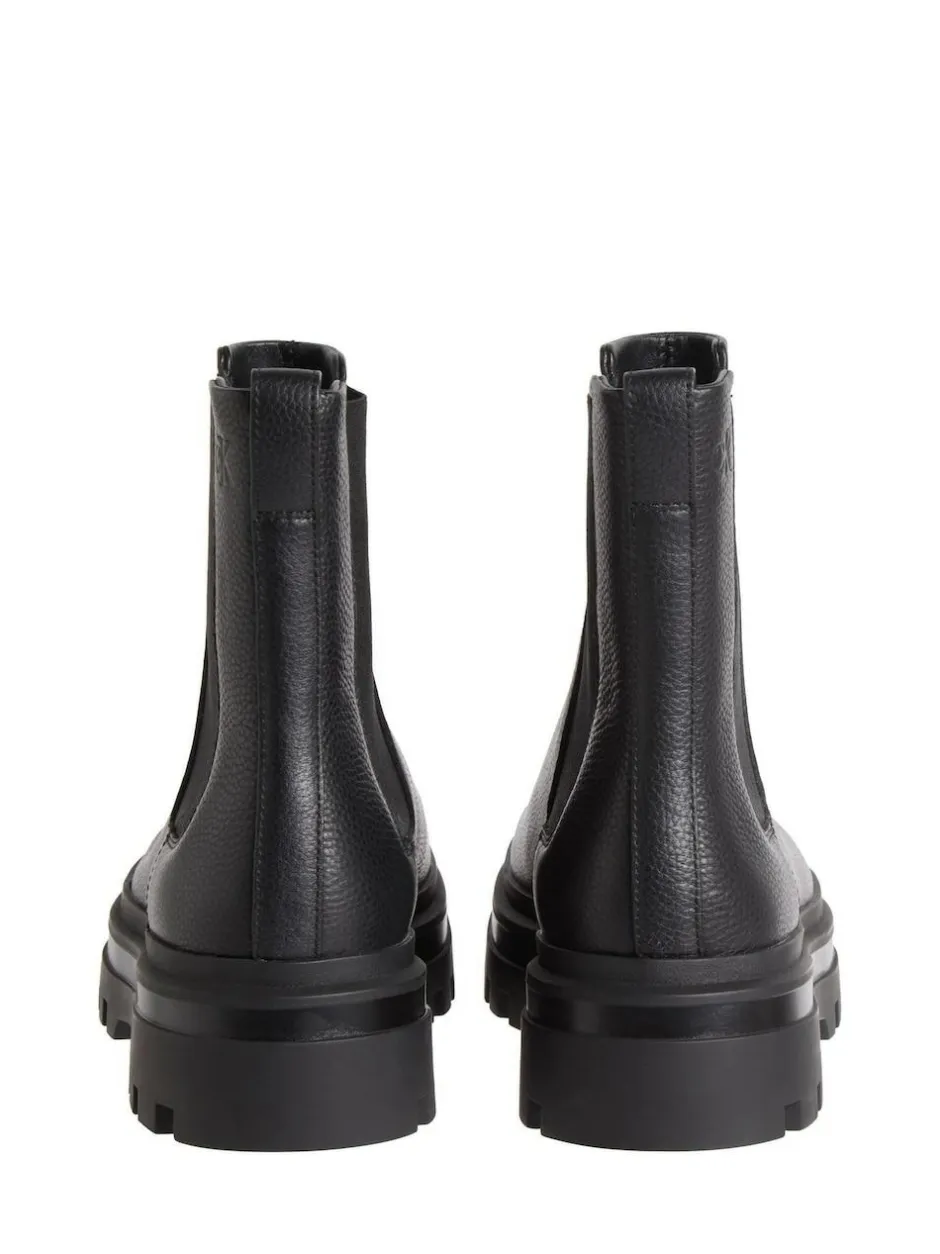 Calvin Klein Black Leather Airfit Lugged Chelsea Boots Best