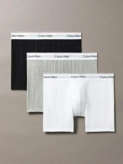 Calvin Klein Icon Cotton Stretch Boxer Briefs 3 Pack Black/White/Grey New