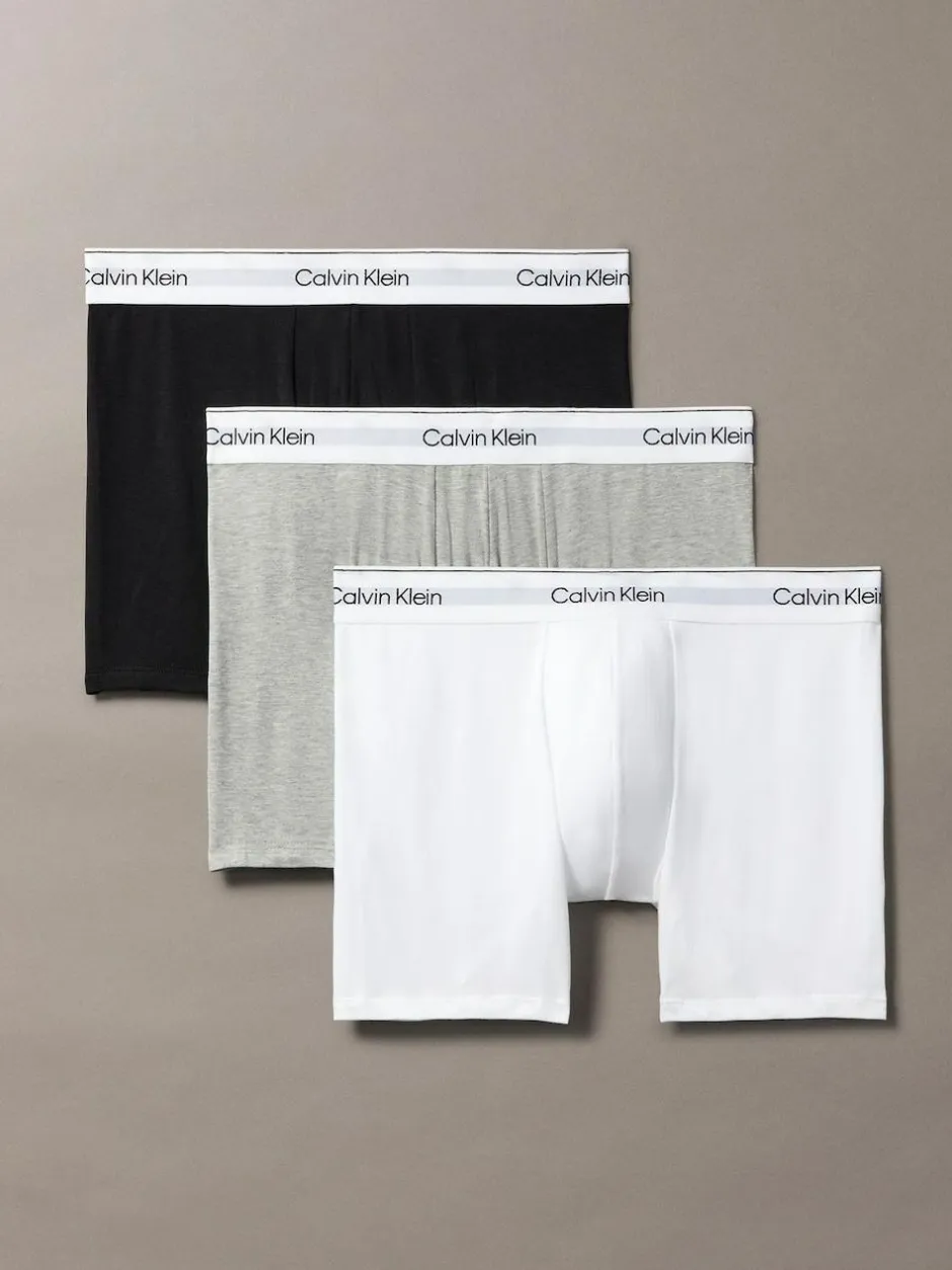 Calvin Klein Icon Cotton Stretch Boxer Briefs 3 Pack Black/White/Grey New