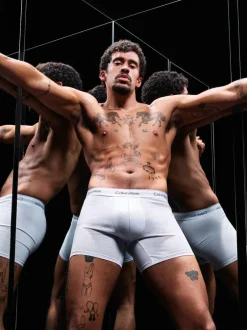 Calvin Klein Icon Cotton Stretch Boxer Briefs 3 Pack Black/White/Grey New