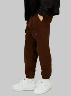Calvin Klein Jeans Relaxed Sateen Cargo Brown Trousers New