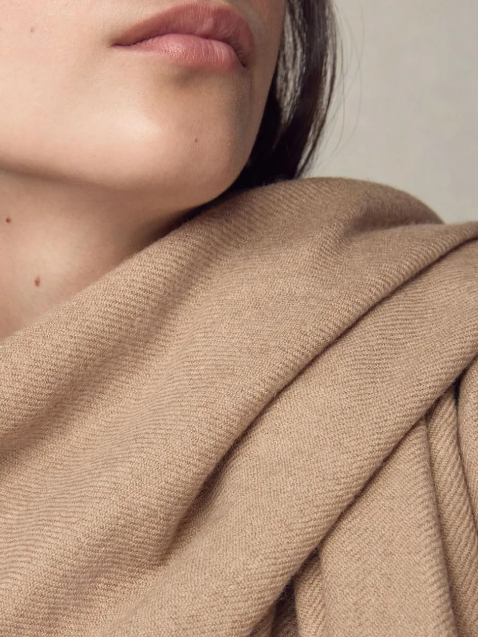 Next Premium Made in Italy Twill Midweight Shawl Scarf Camel Outlet