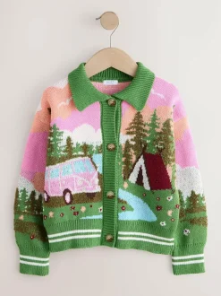 Next Camper Van Campervan Scene Collared Cardigan (3-16yrs) Clearance