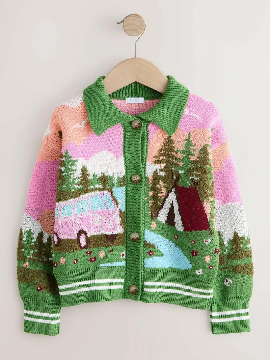Next Camper Van Campervan Scene Collared Cardigan (3-16yrs) Clearance