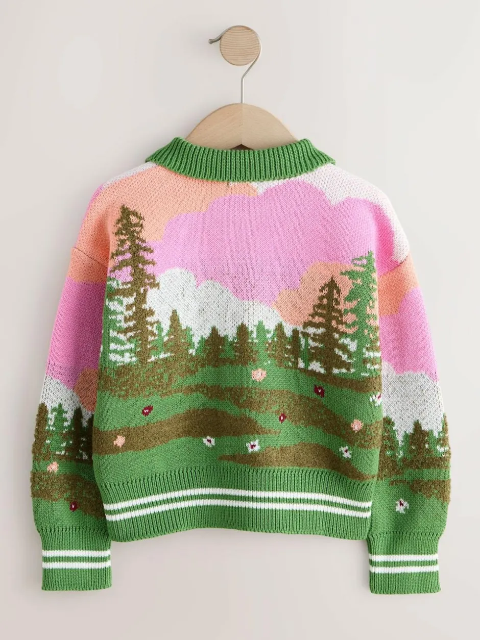 Next Camper Van Campervan Scene Collared Cardigan (3-16yrs) Clearance