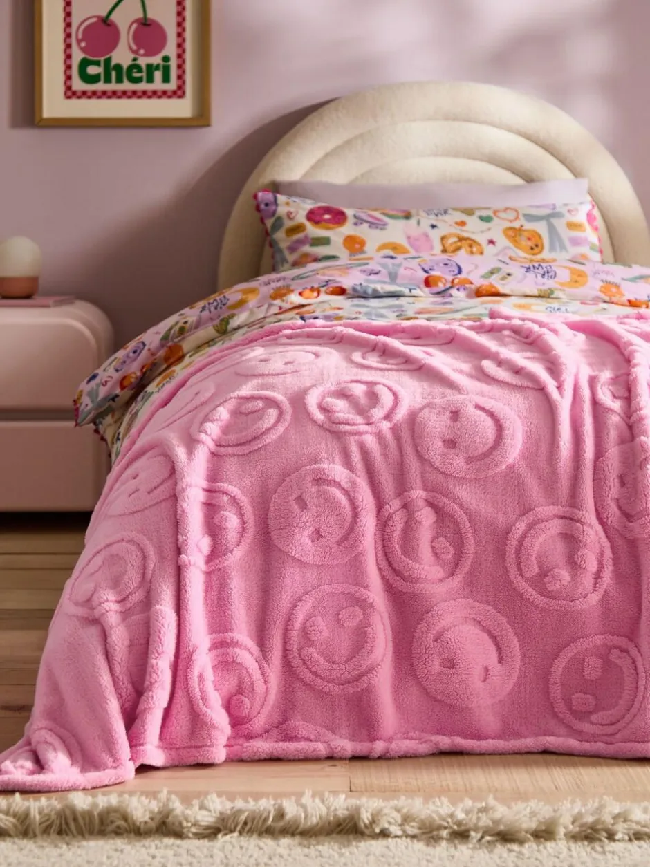 Next Carved Happy Faces Fleece Throw Clearance