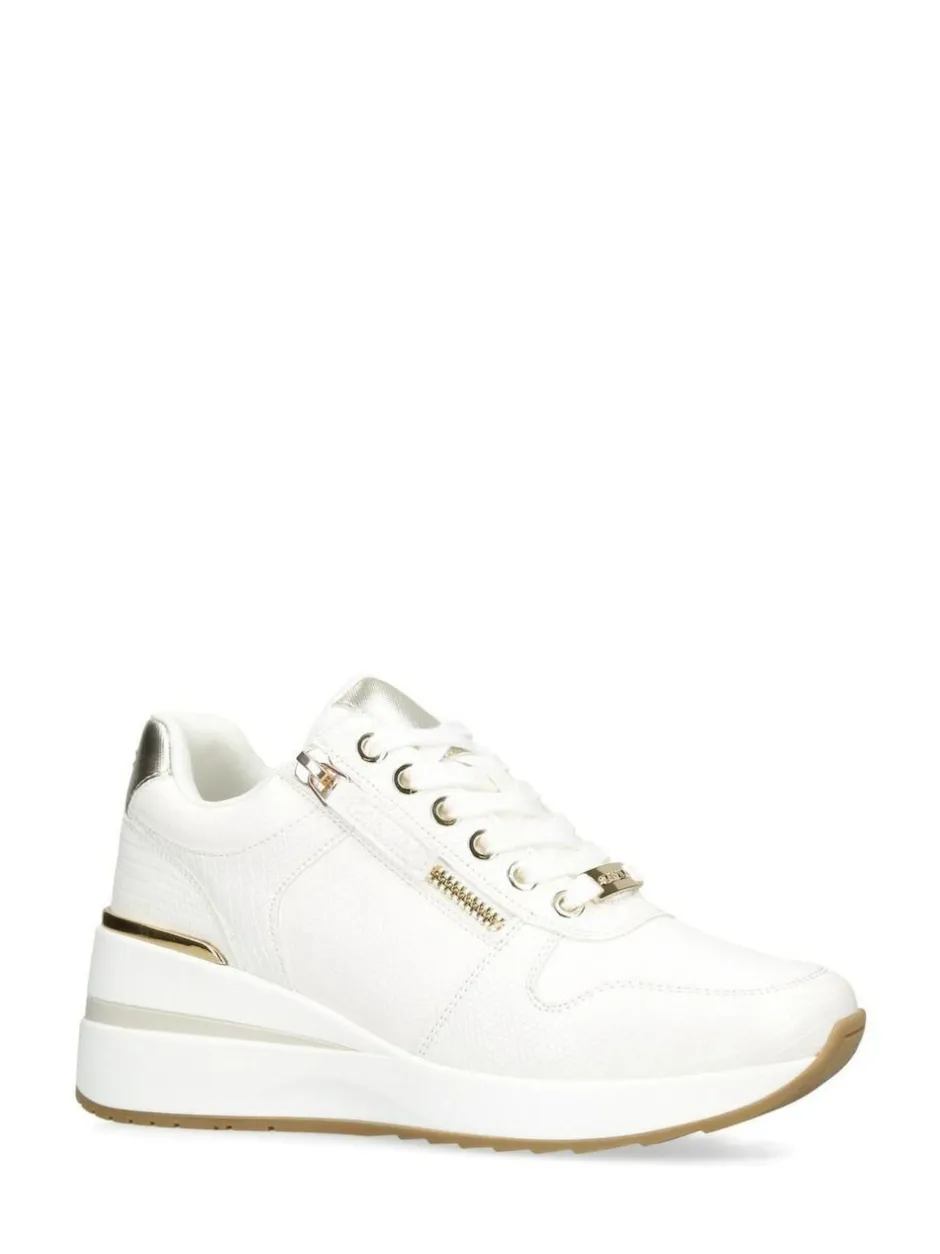 Carvela High Rise Wedge Trainers Gold Chrome Discount