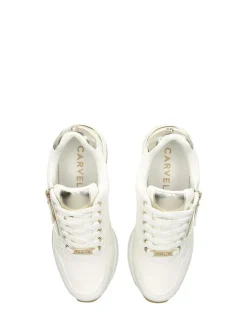 Carvela High Rise Wedge Trainers Gold Chrome Discount