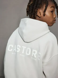 Castore Logo Oversized Heavyweight Cotton Hoodie Light Grey
