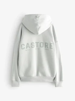 Castore Logo Oversized Heavyweight Cotton Hoodie Light Grey