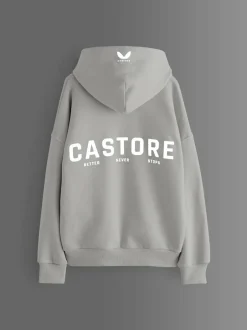 Castore Logo Oversized Heavyweight Cotton Hoodie Light Grey